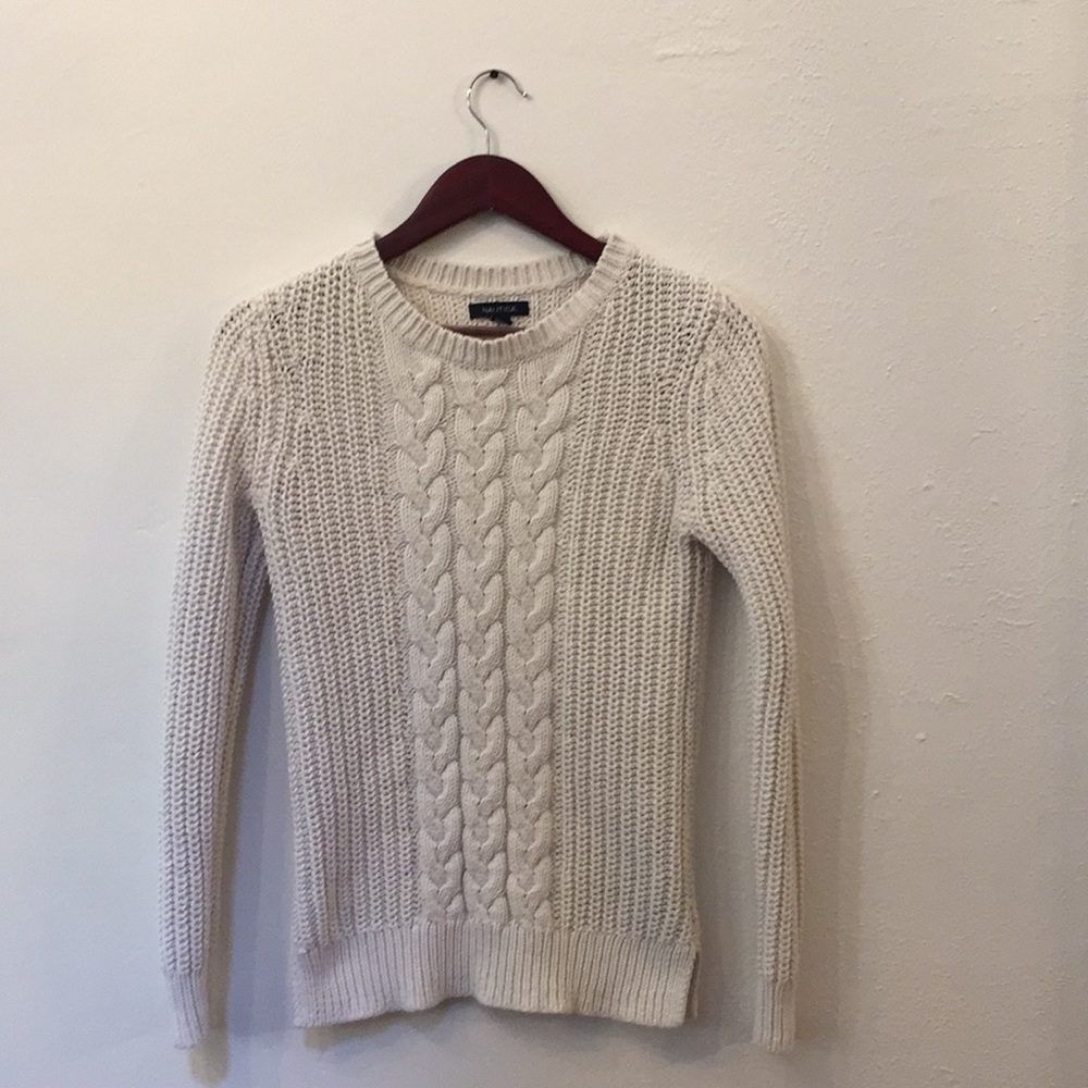 White Cable Knit Sweater